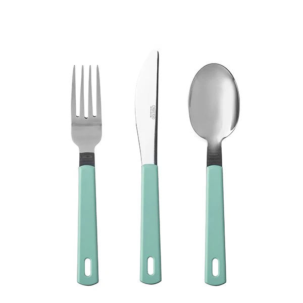 Set 3 couverts empilables vert eau Mepal