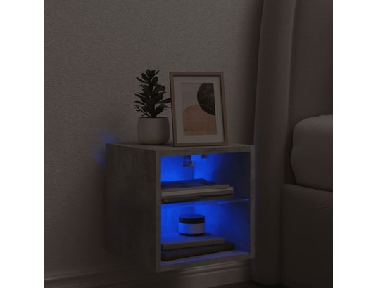 VIDAXL - Elément suspendu Meuble tv mural avec lumières led gris béton 30x28,5x30 cm