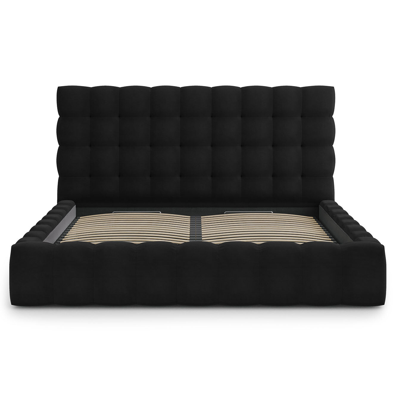 Cosmopolitan Design Lit avec coffre de rangement Bali Velours noir - 200x200 cm