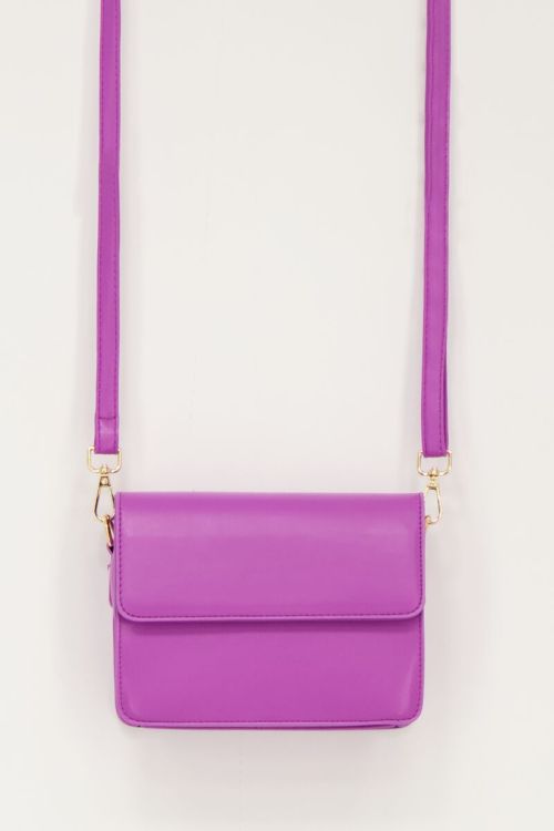 Paarse leather look crossbody tas