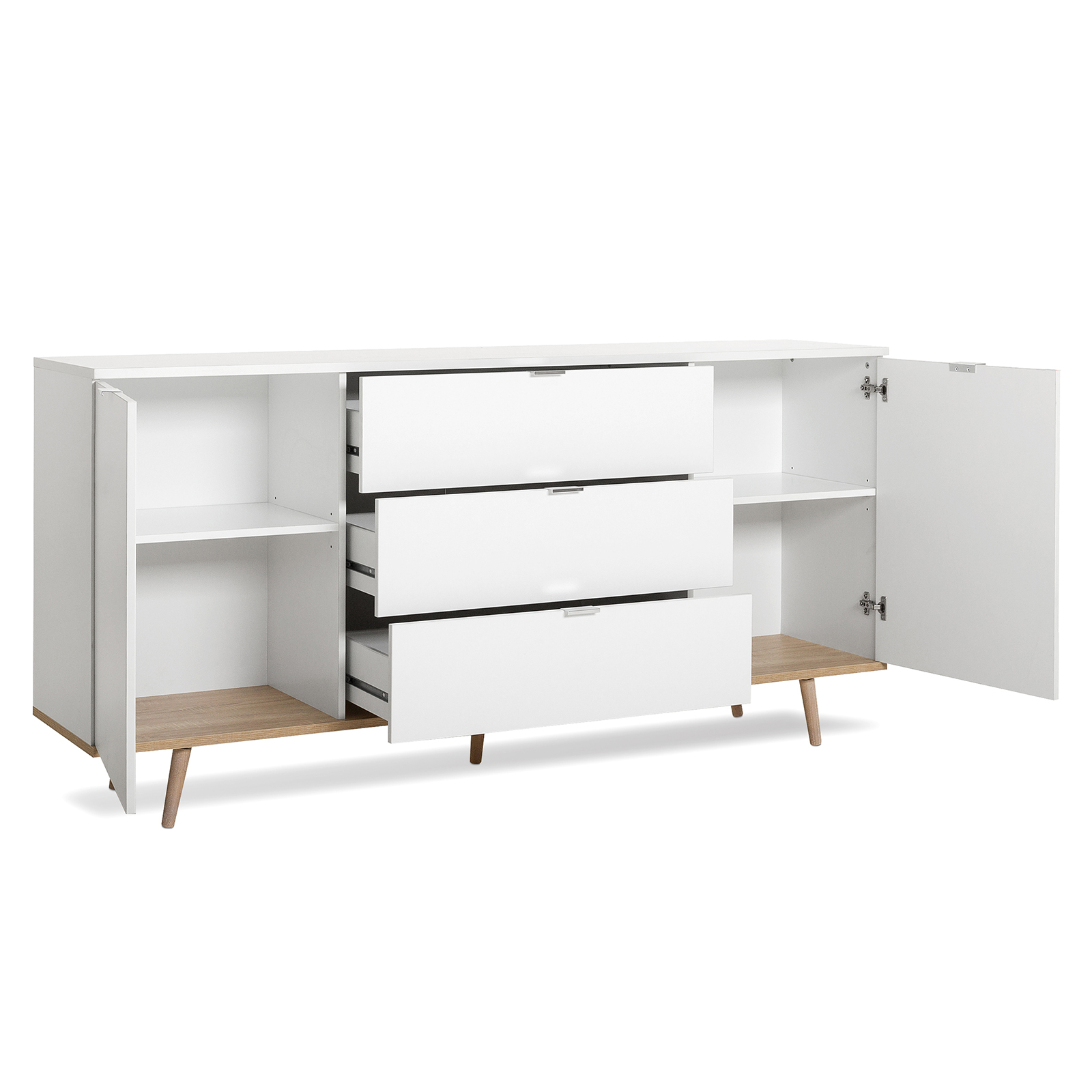 Sideboard GÖTEBORG - weiß-Sonoma Eiche - 180 cm breit