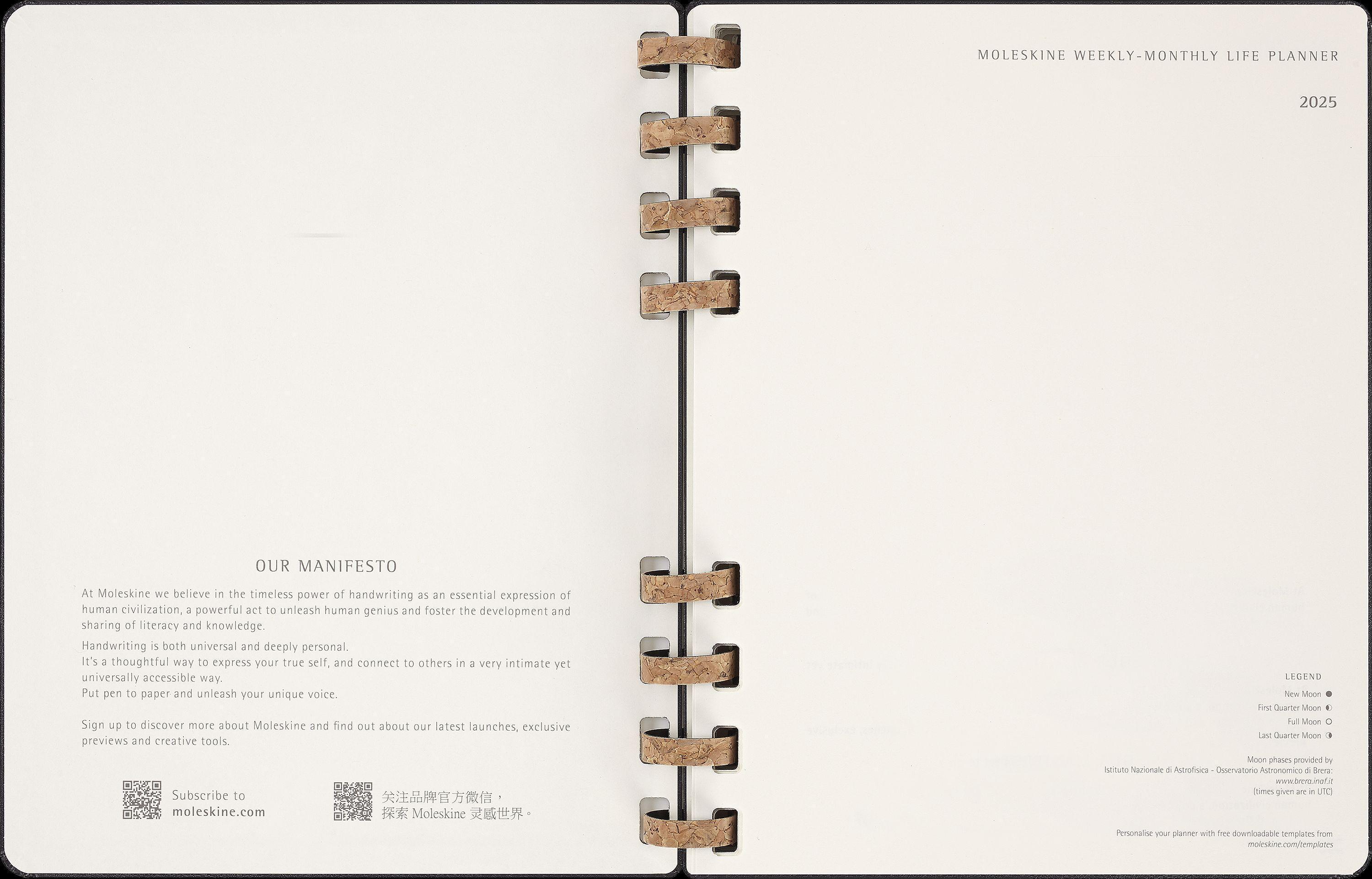 Moleskine 12 Monats Life Kalender mit Spiralbindung 2025, XL, Wochen-Monatskalender