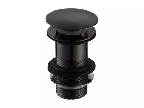 Bonde lavabo noir mat pour vasques sans trop-plein