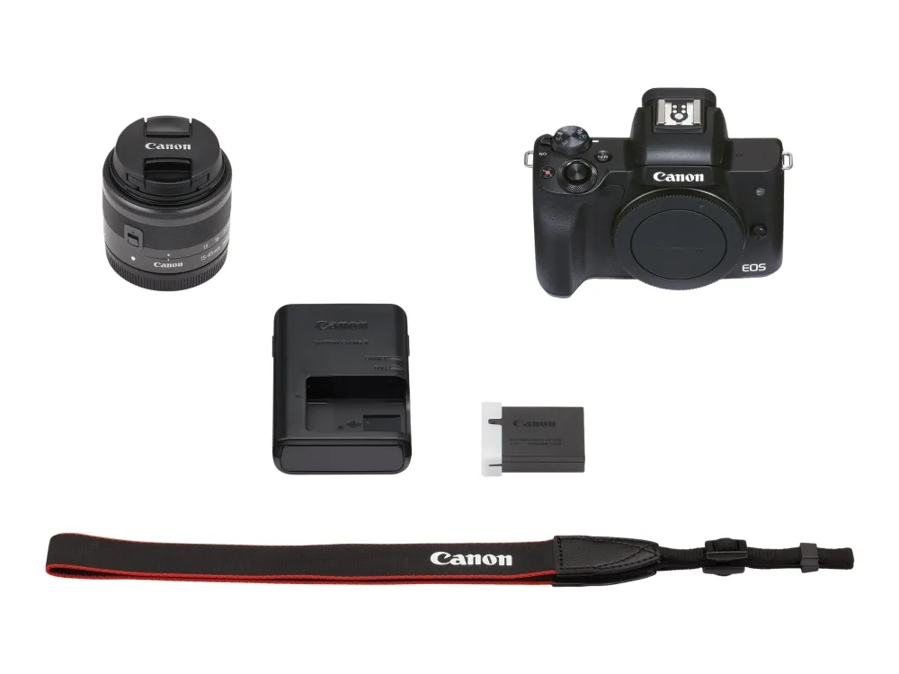 Canon EOS M50 Mark II - Digitalkamera - spejlløst - 24.1 MP - APS-C - 4K / 24 fps - 3x optisk zoom EF-M 15-45 mm IS STM og 55-200 mm IS STM objektiver - Wi-Fi, Bluetooth - sort
