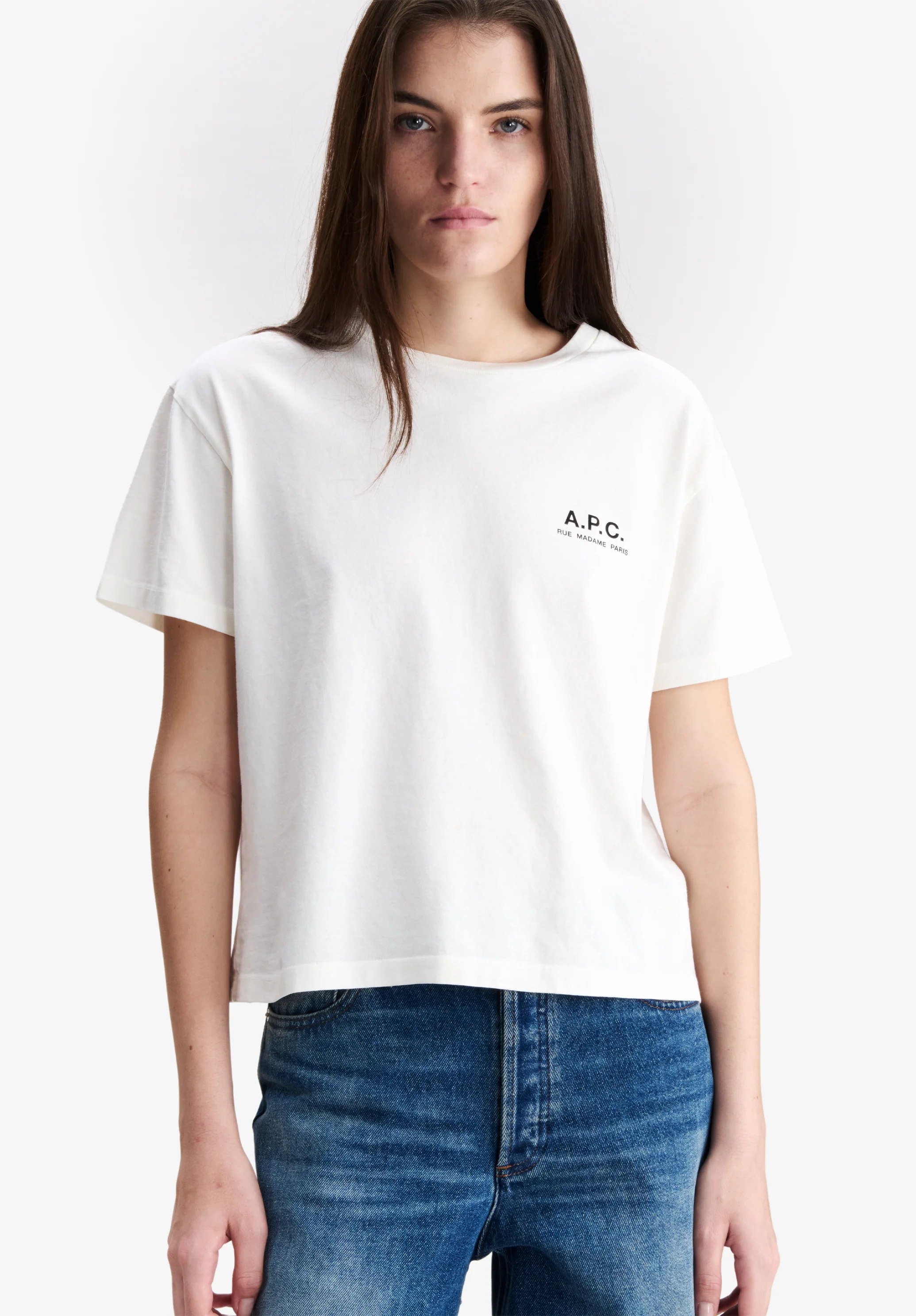 T-shirt blanc cassé à logo A.P.C. Rue Madame - Blanc casse