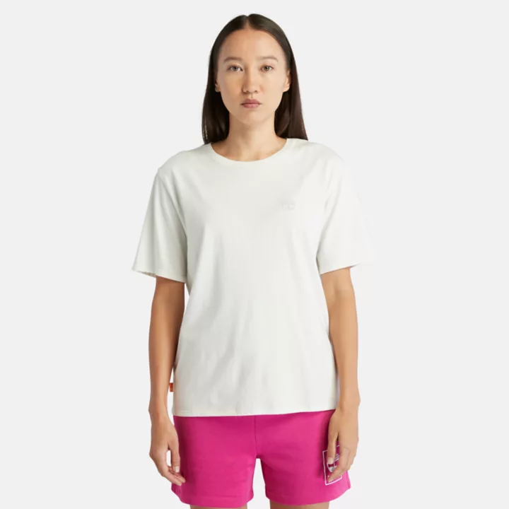 T-shirt avec logo brodé pour femme en blanc