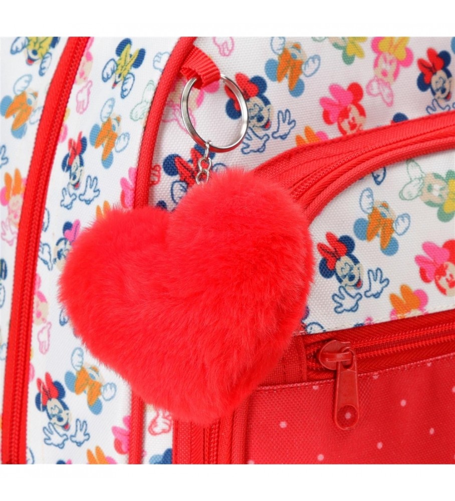 Mochila Joumma Bags Minnie Diva com duas rodas e dois compartimentos, vermelha - 32x45x21cm -