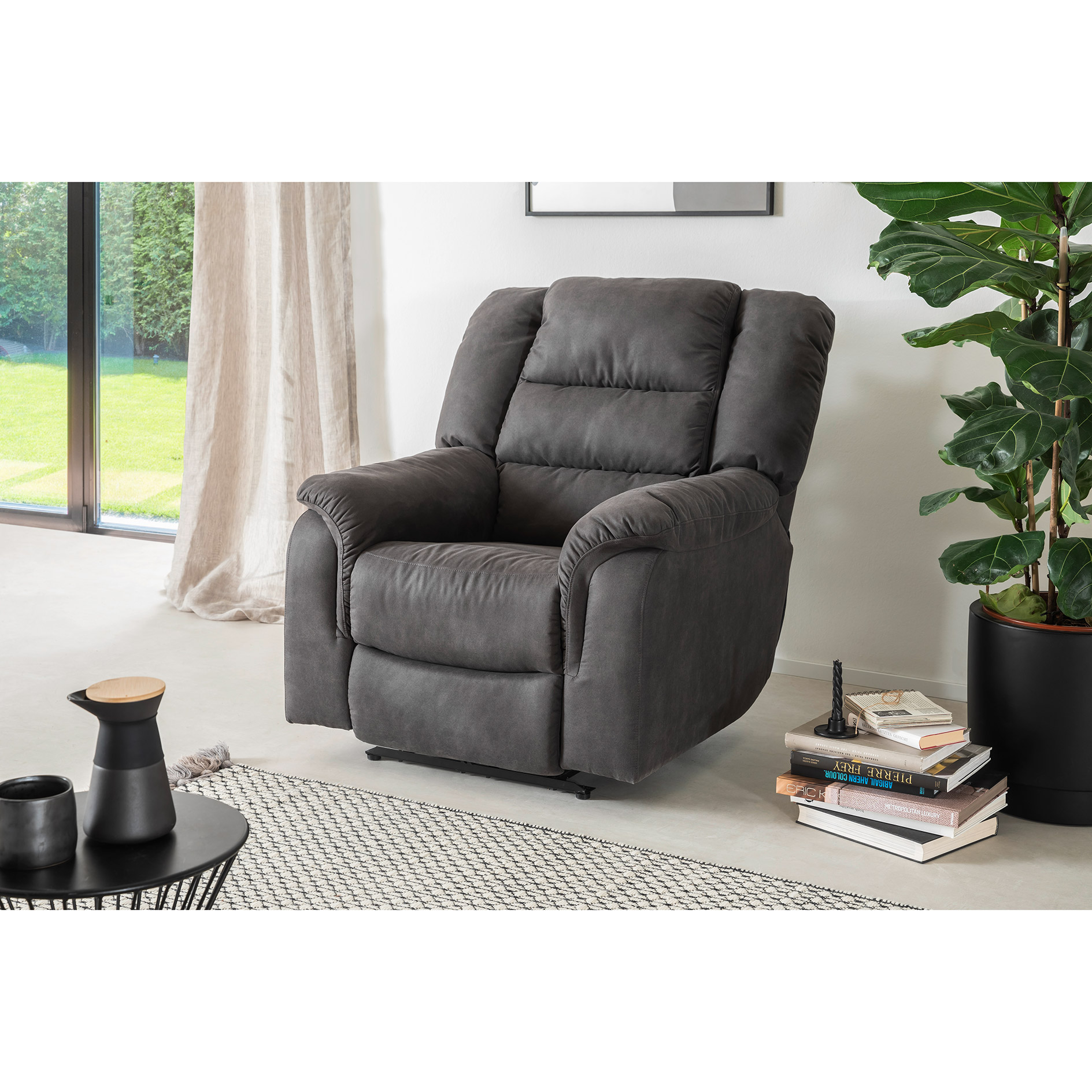 Sessel - anthrazit - Micorfaser - Relaxfunktion