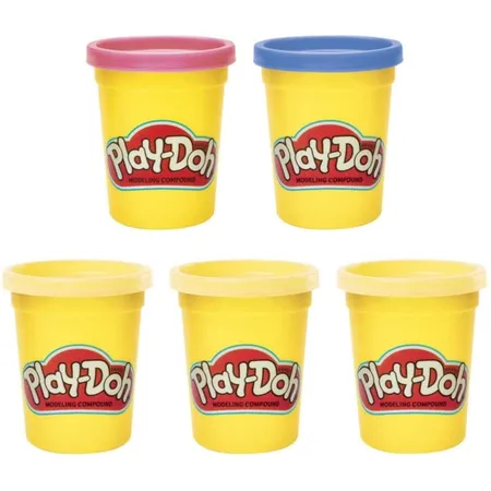 Play-Doh Fröhliche Farben Knetpack, 5er-Pack Knete mit 3 Emoji-Dosen