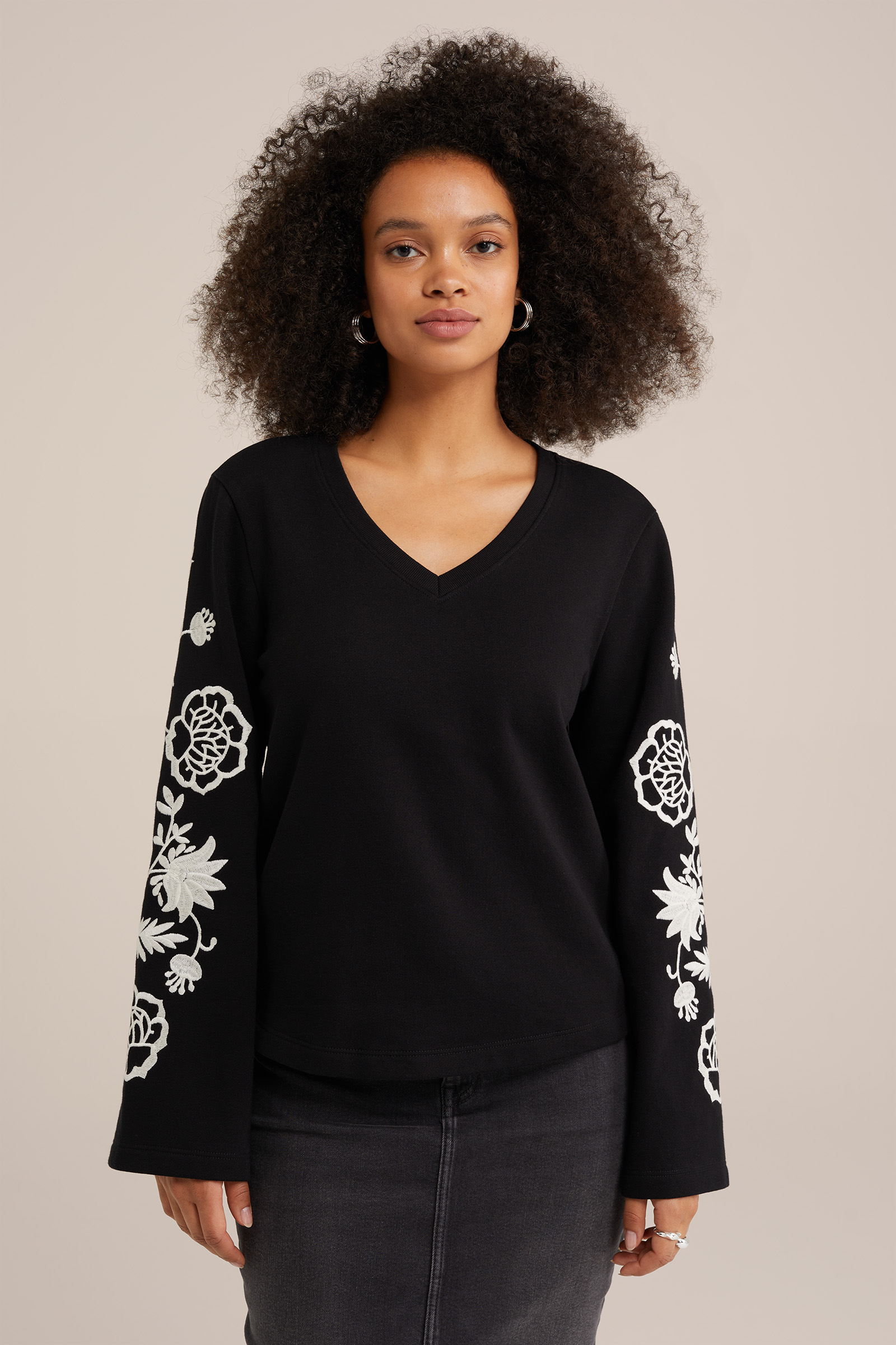 sweater met embroidery WE Fashion Zwart