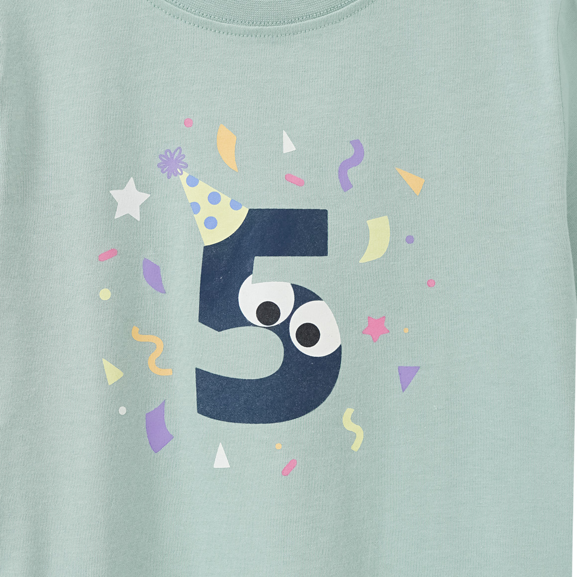 Topolino Kinder T-Shirt mit Geburtstagszahl 5 mintgrün