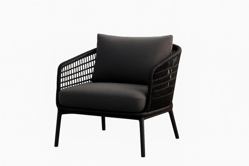 Loungesessel aus Aluminium und Polyrattan in Schwarz und Grau