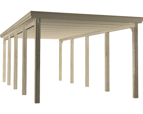 Enkele carport weka 617 maat 3 incl. kunststof dak 322x802 cm drukgeïmpregneerd