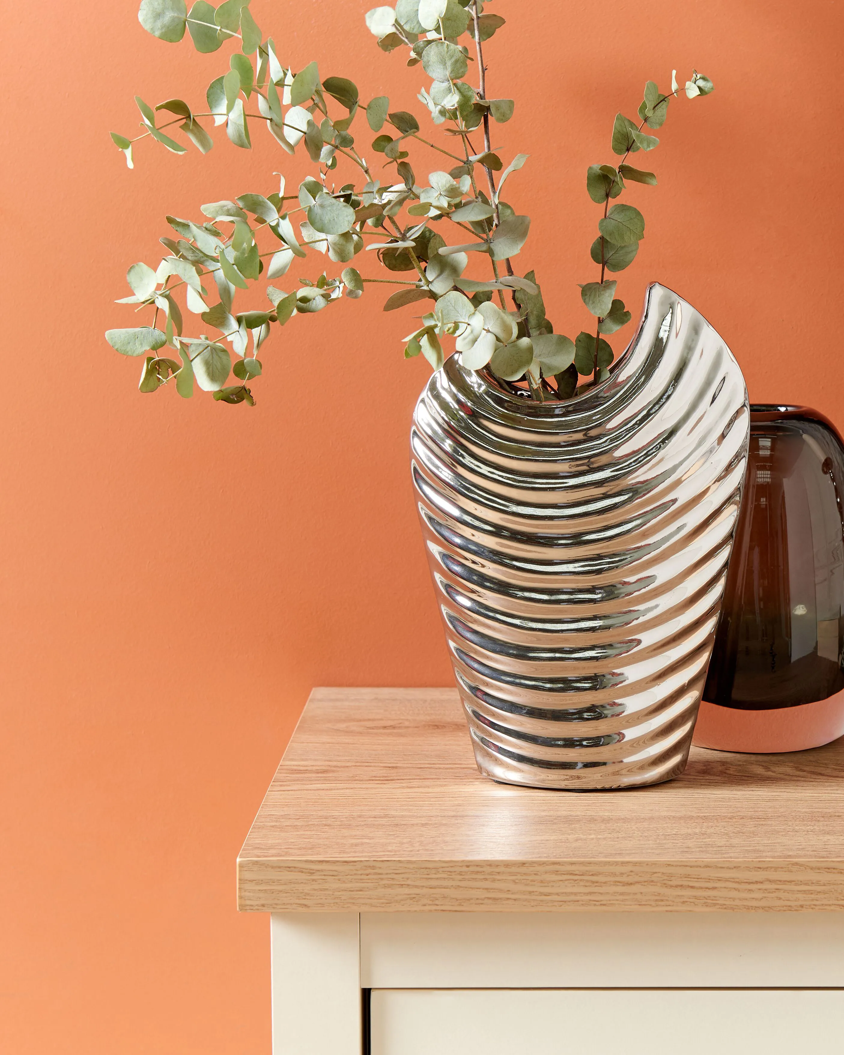 Decoratieve vaas ECETRA Steengoed 26 cm Zilver