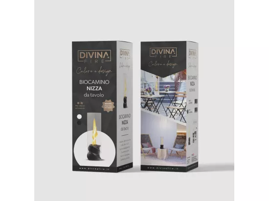 Cheminée à bioéthanol de table NIZZA noire D14,5 x H46,5
