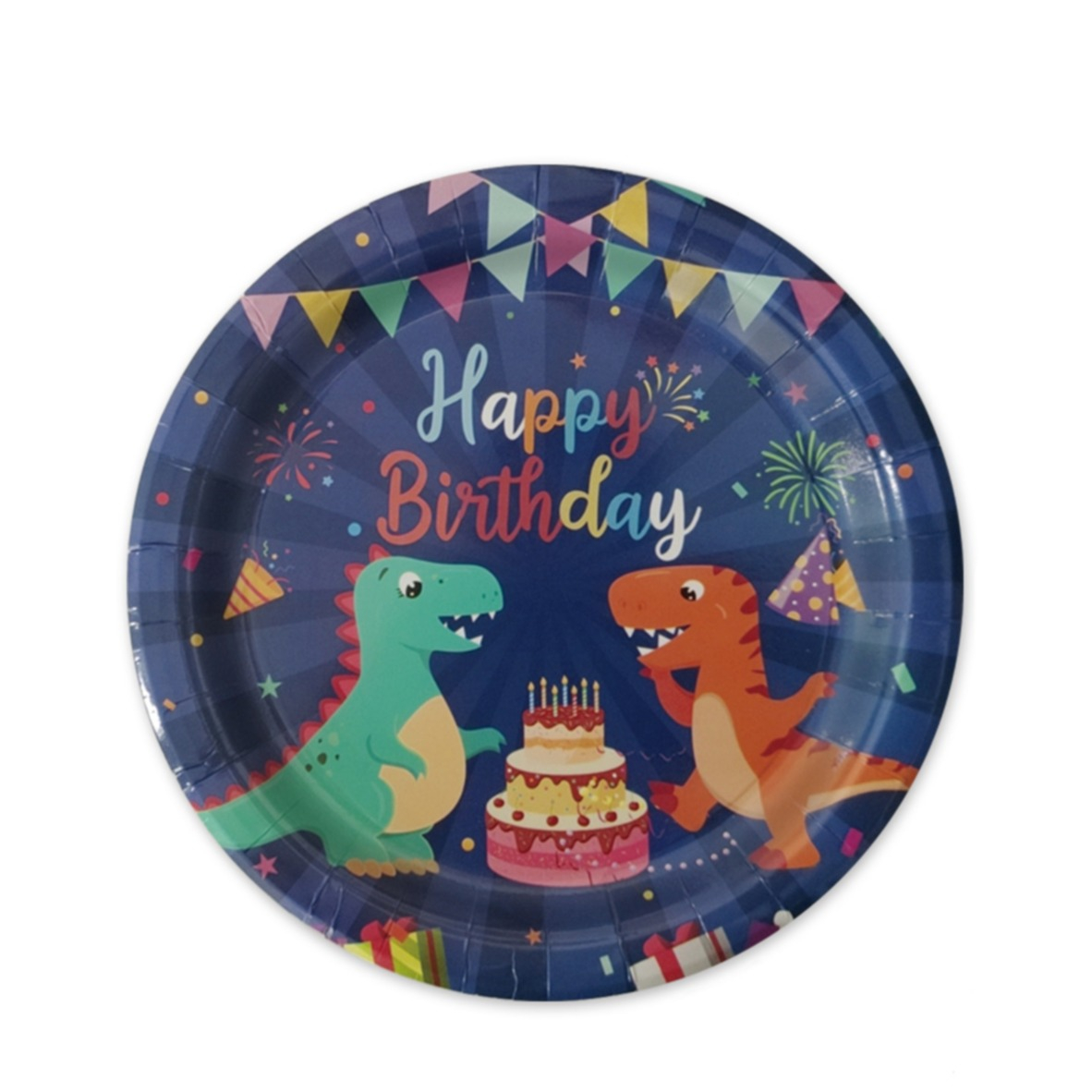 (112-tlg. Set) Happy Birthday Einweg Geschirr Kinder Geburtstags Party Tisch Deko inkl. Teller / Servietten / Papp Becher / Besteck - Dino