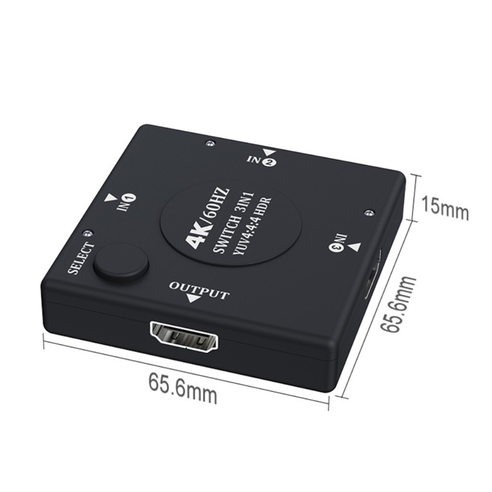 3-fach HDMI 4K Hub Verteiler Switch Audio Video Konverter - Schwarz