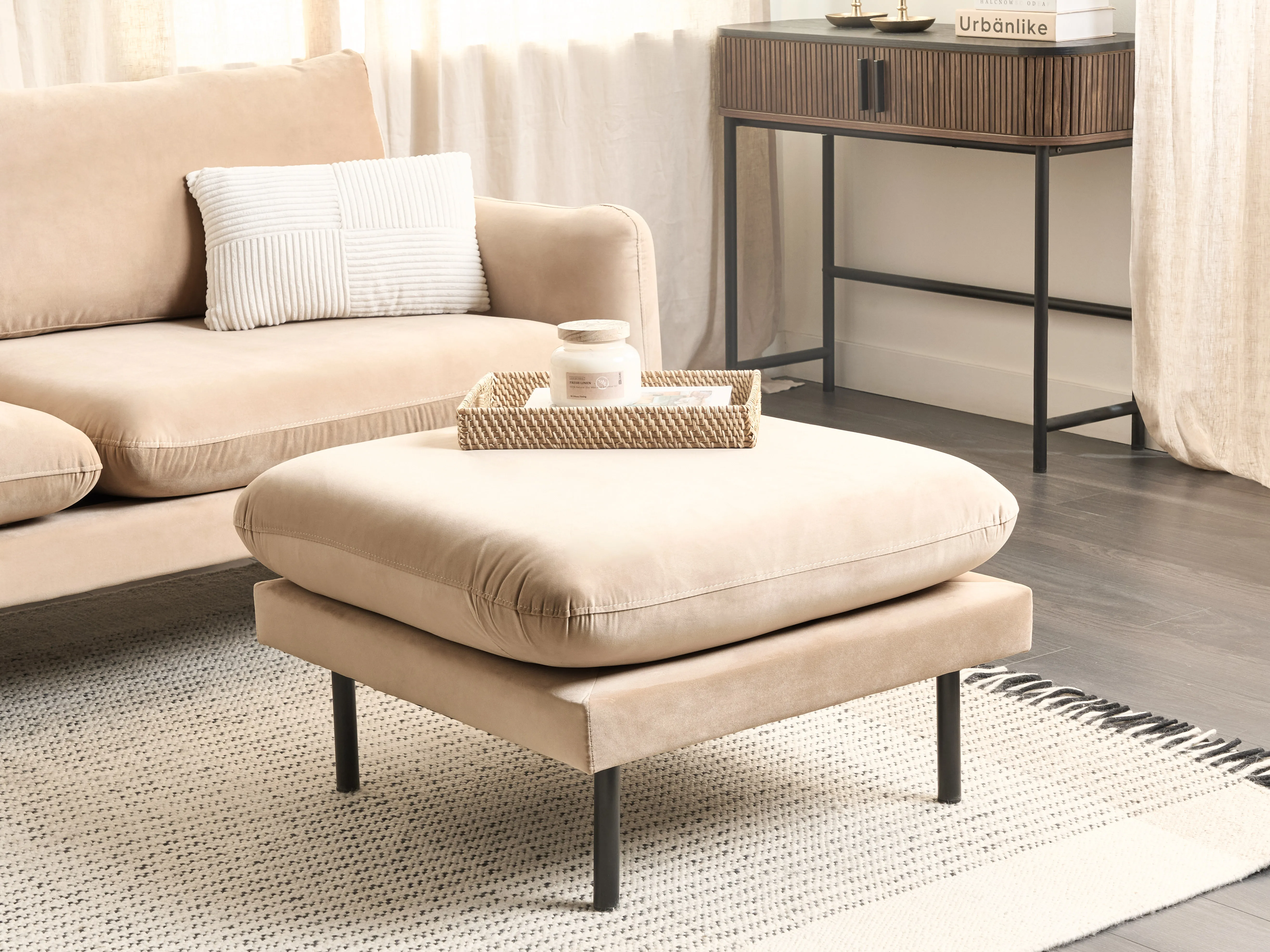 Ottomaan VINTERBRO Fluweel Beige