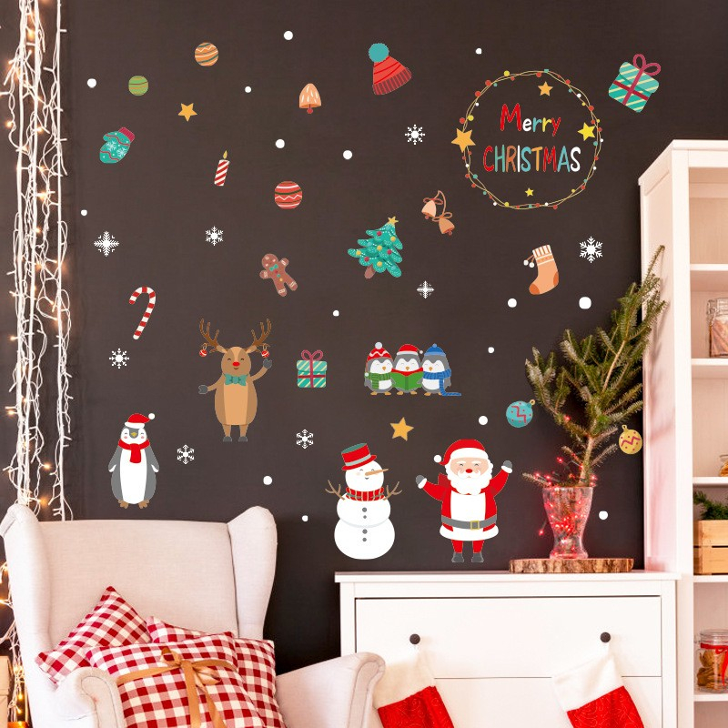 Weihnachts Fenster Folien Aufkleber Christmas Home Deko Fenster Sticker - Merry Christmas Party