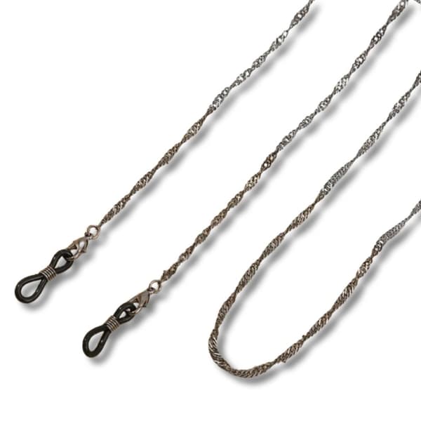 Twisted chain for sunglasses Retro Vintage silver gray glasses