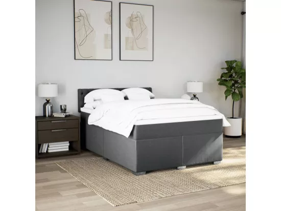 Sommier à lattes de lit avec matelas Gris foncé 160x200cm Tissu