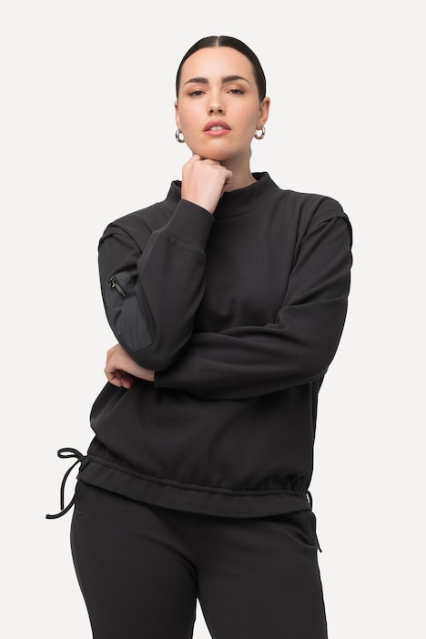 Sweatshirt, Rippstruktur, Saumband, Stehkragen, Langarm