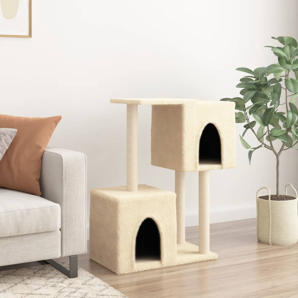 Arbre à chat avec griffoirs en sisal crème 86 cm