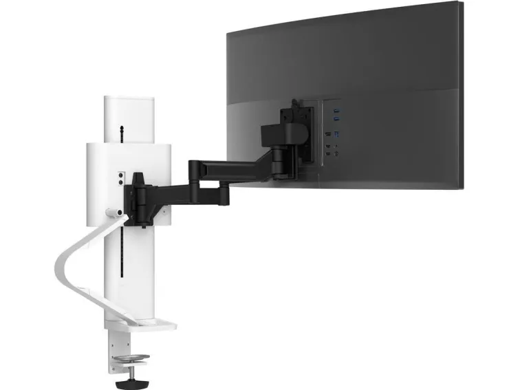Ergotron TRACE - Monteringssæt (drejetap, base, VESA-mellemrumsstykke, løftekolonne, forlængerarme, 2-delt skrivebordsklemme, kabeladministrationskanal) - Constant Force Technology - for LCD display - hvid - skærmstørrelse: 21.5-38