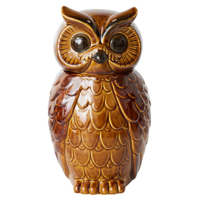 HKliving 70's Ceramic Owl voorraadpot roasted