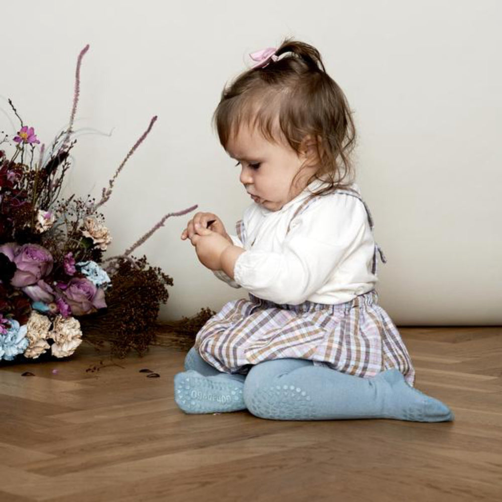 Køb Gobabygo Dusty Blue Crawling Strømpebukser Organic Bomuld