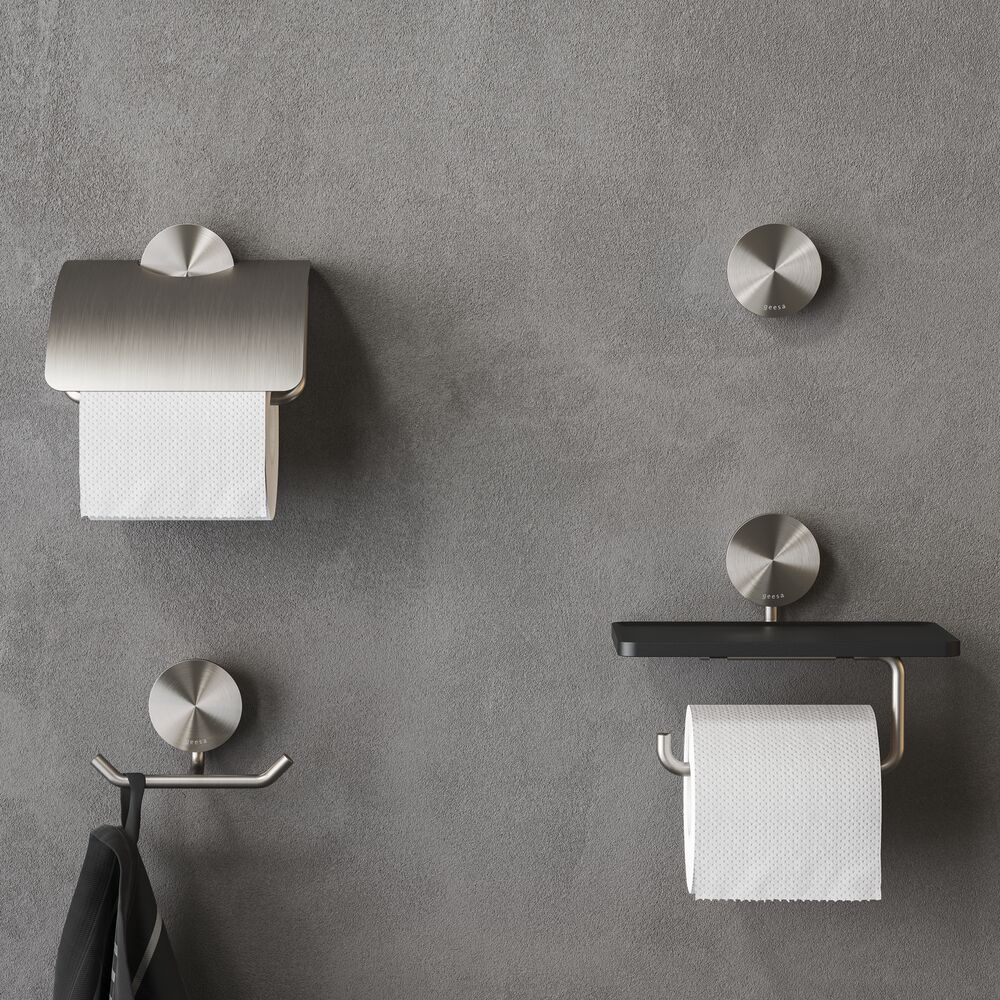 Geesa Opal toiletrolhouder met klep RVS geborsteld