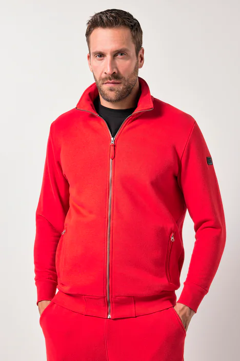JAY-PI Sweatjacke, Fitness, Stehkragen, Zipper, bis 8 XL, mohnrot
