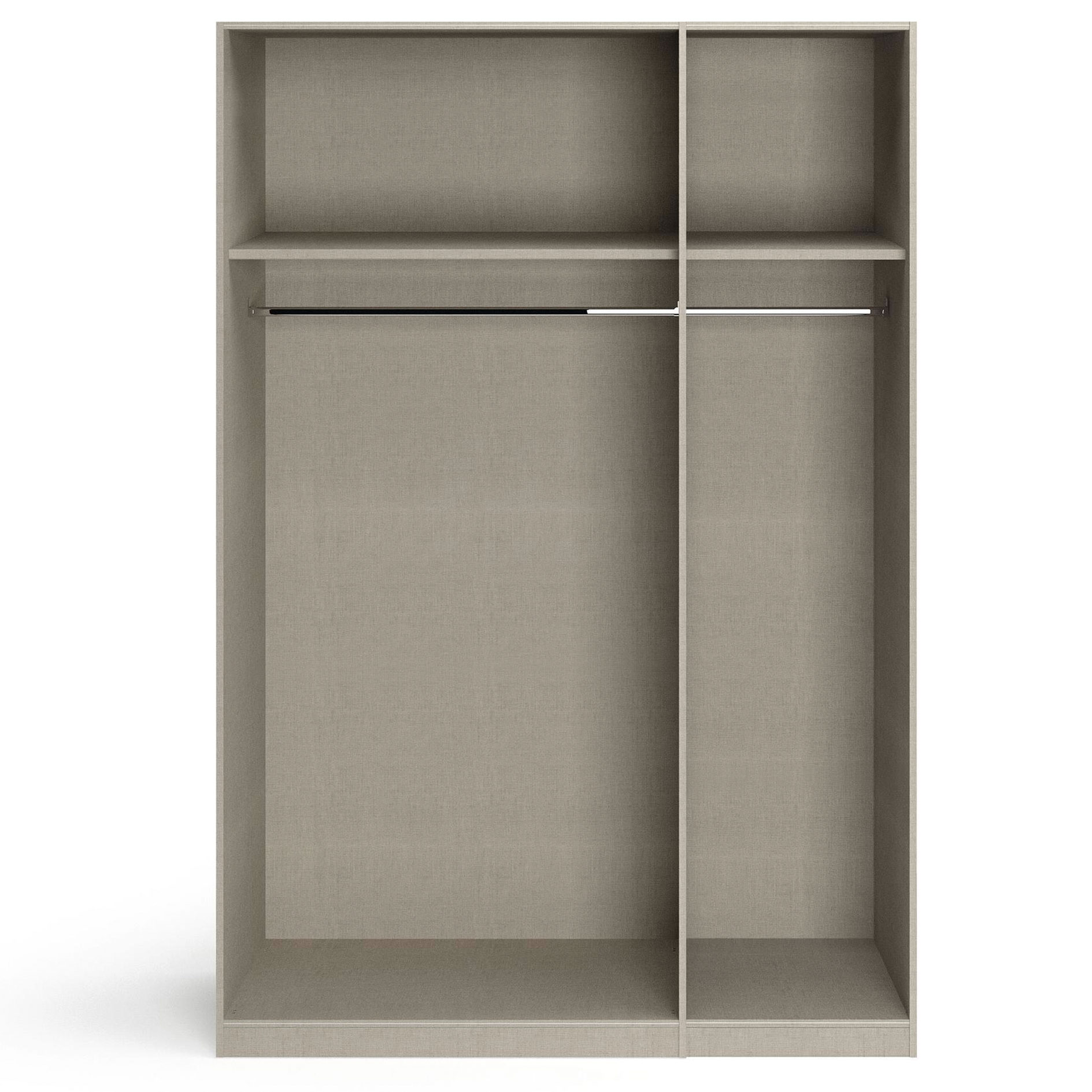 Drehtürenschrank - weiß Hochglanz - seidengrau - 3-türig - 136x210 cm