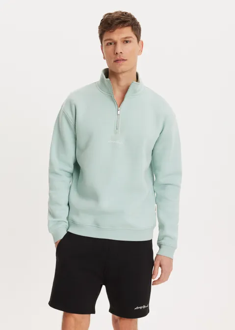 Brushed half zip sweater groen (GRN.S)