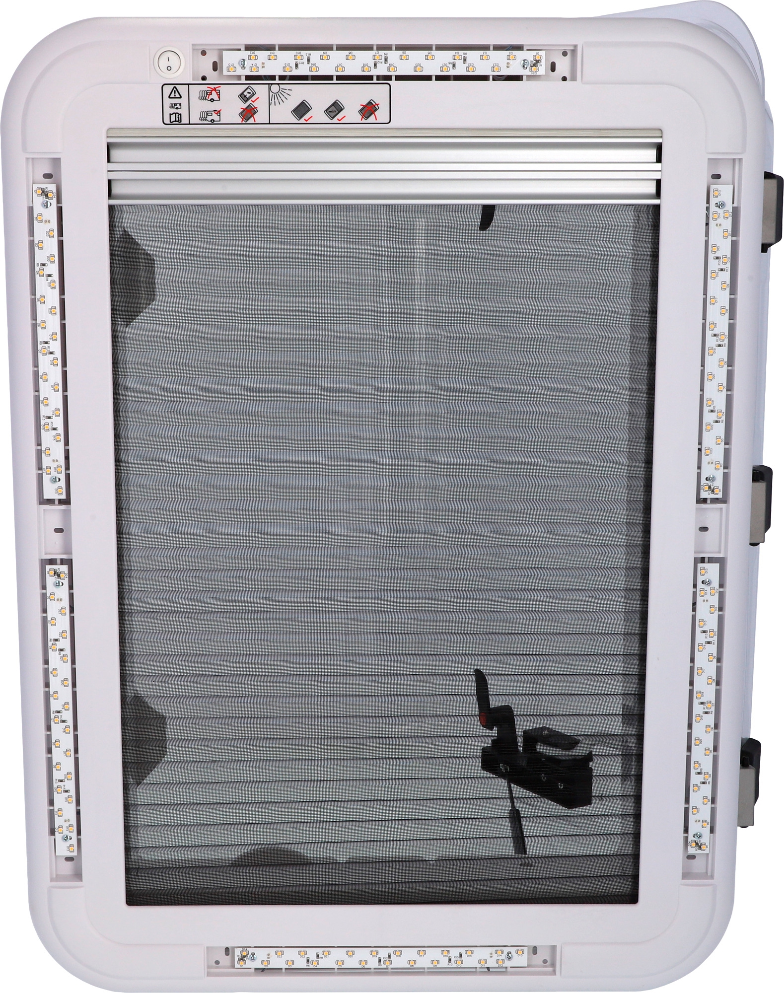 Berger Dachhaube mit Moskitoschutz & Verdunkelungsrollo 70 x 50 cm Transparent mit LED