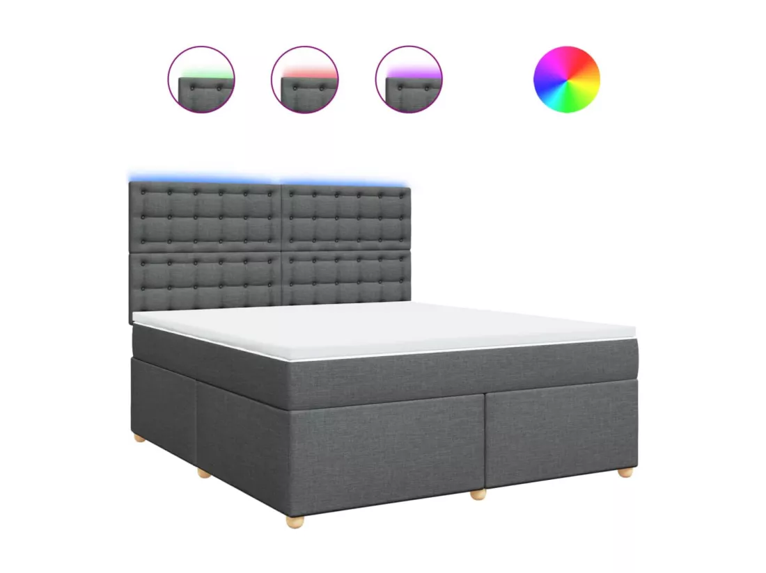 Sommier à lattes de lit avec matelas Gris foncé 180x200cm Tissu