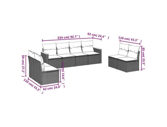LES TENDANCES - Salon extérieur Salon de jardin-noir-8 places-55x62x69-454471