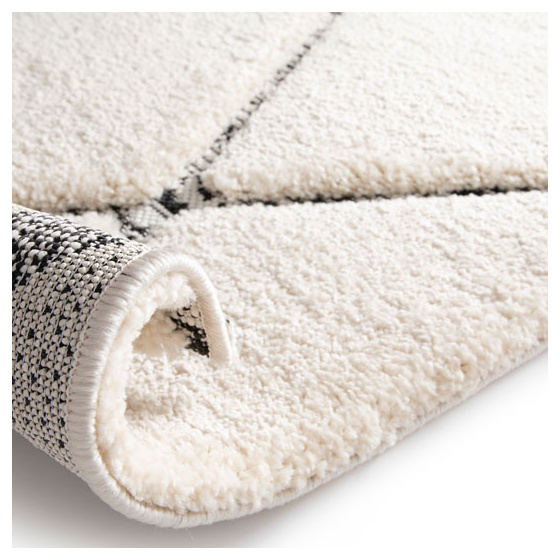 Tapis de salon graphique en relief - louisa - crème et noir - 160 x 230 cm
