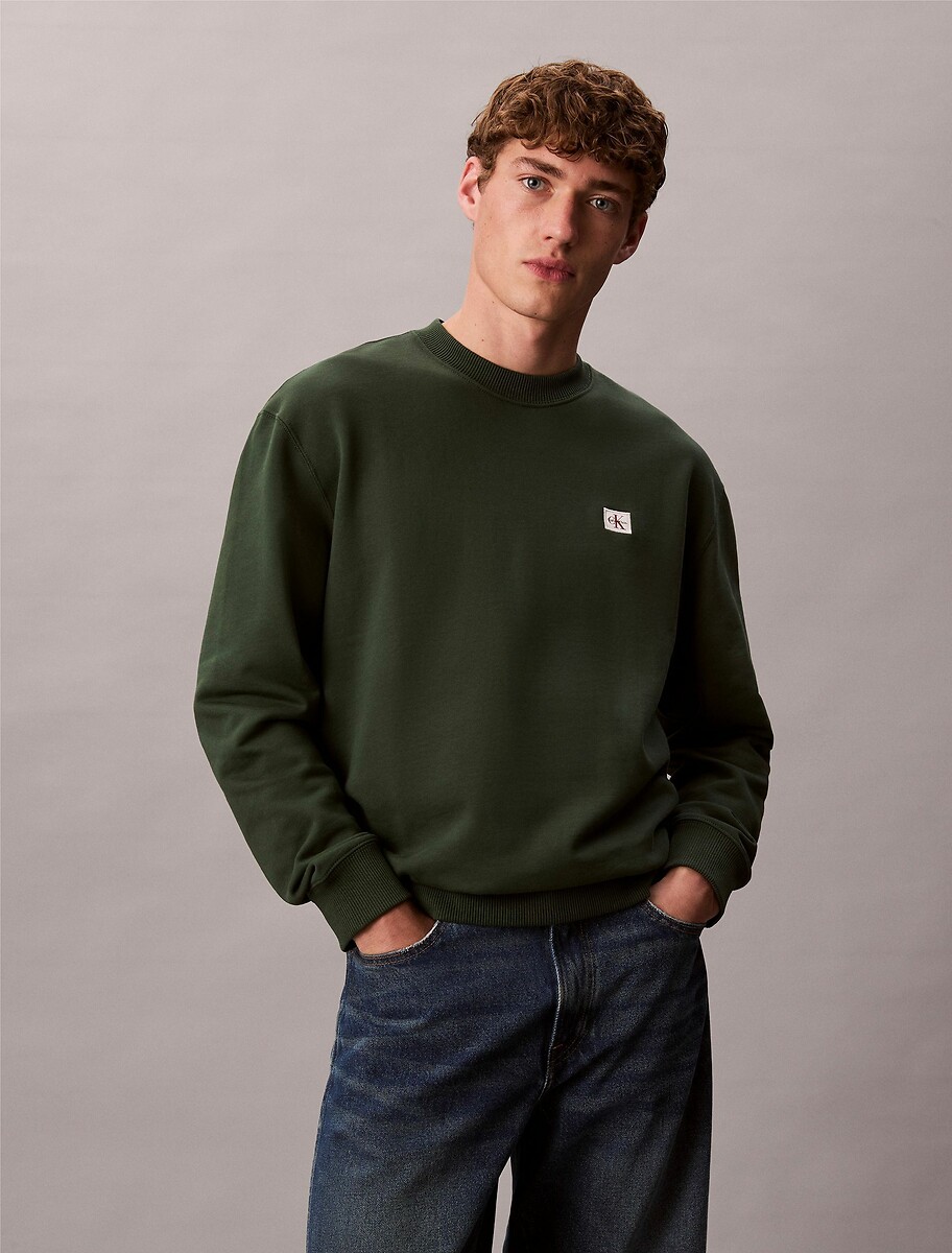 CALVIN KLEIN<br>Suéter com logo e gola redonda