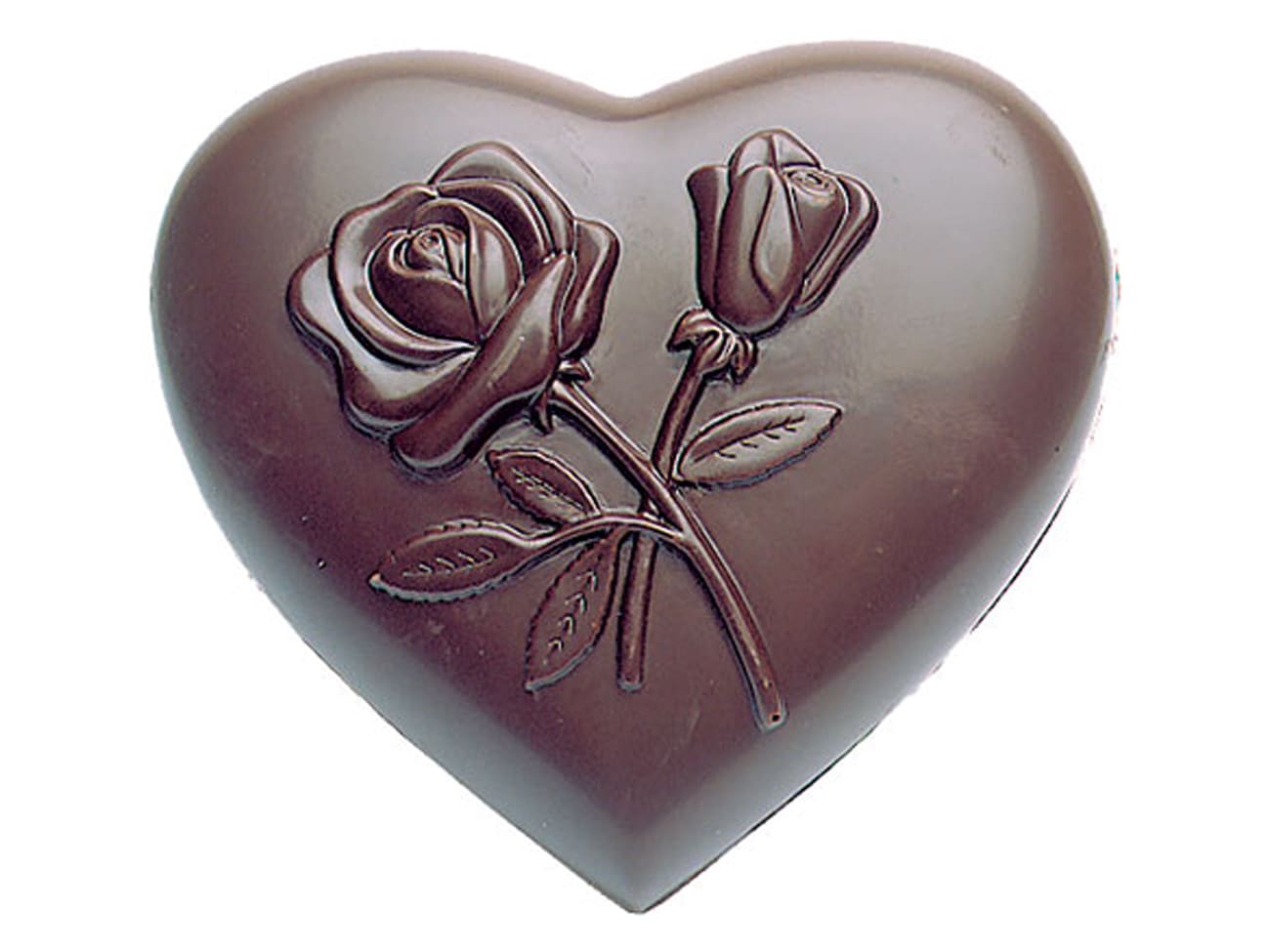 Moule chocolat - coeur décoré fleurs