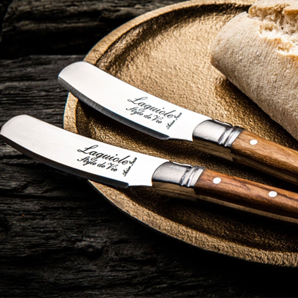 Laguiole Smørkniver 4-pakning, olivtre