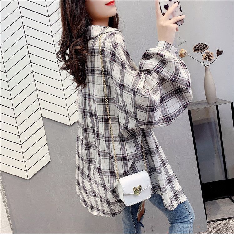 Everose - Oversized geruit overhemd met lange mouwen