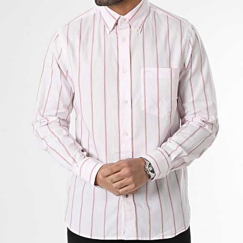 Chemise Manches Longues A Rayures Oxford Stripe 0080 Rose Clair