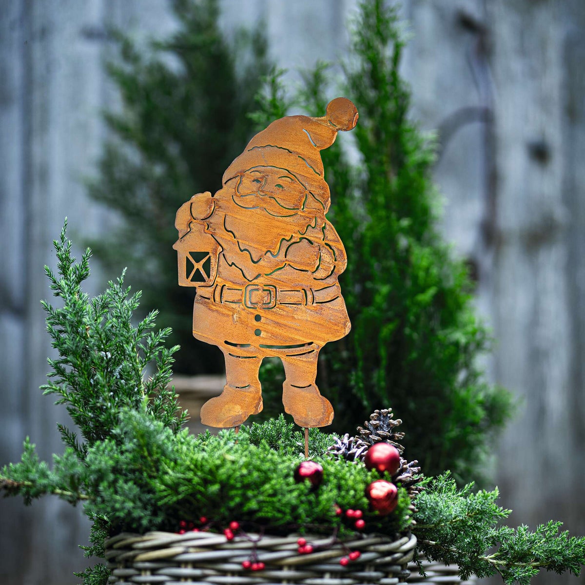 FRANK FLECHTWAREN | Kerstman met lantaarnpen, METAAL, 21 x 0,5 x 53 cm