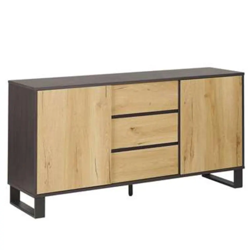ELDA - Sideboard - Lichte houtkleur/Donkerbruin - MDF