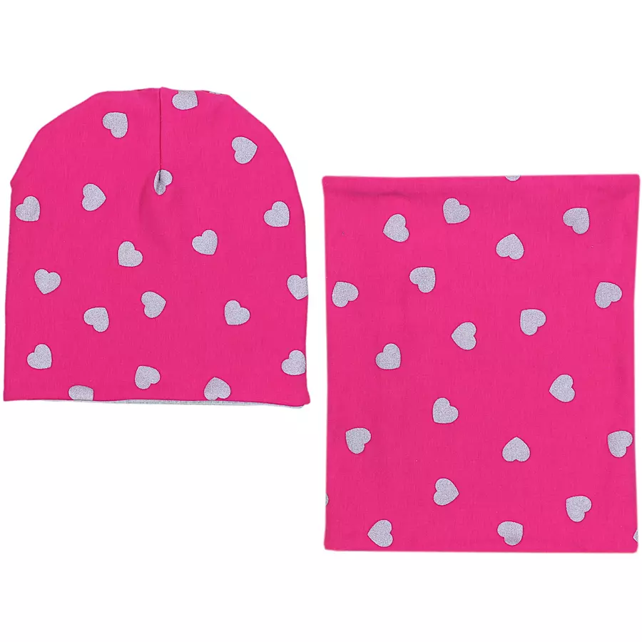 TupTam Unisex Kinder Beanie Mütze Schlauchschal Set graupink
