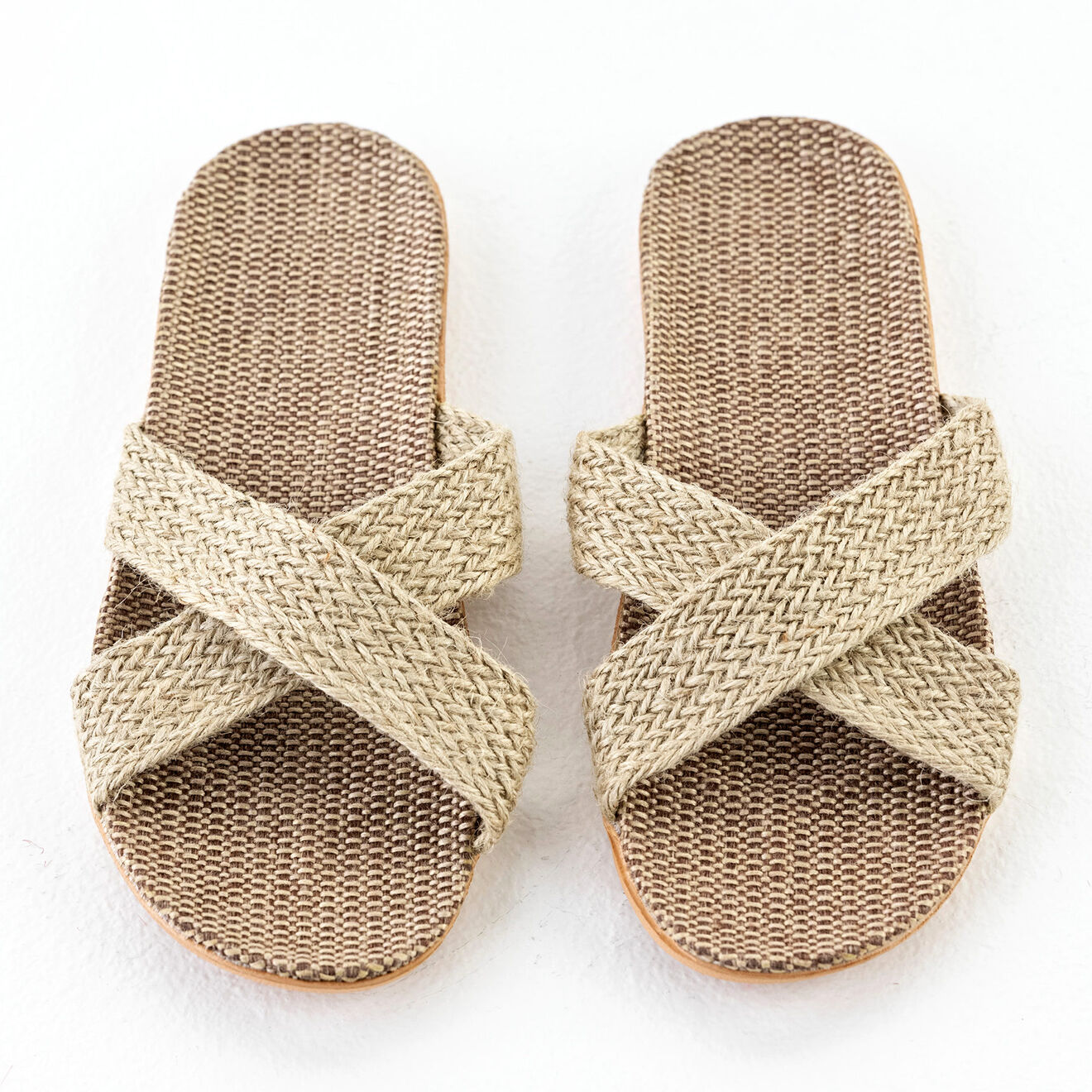 Funky Steps Mules Alexa en Toile marron/beige