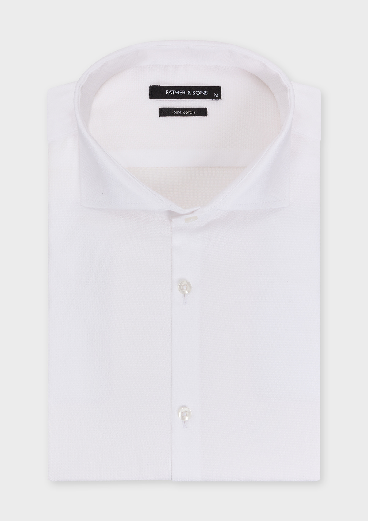 Chemise habillée Slim en coton bio façonné uni blanc
