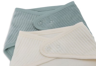 Jollein Velvet Rib Bandana Tøysmekker 2-Pakk, Sea Green/Ivory