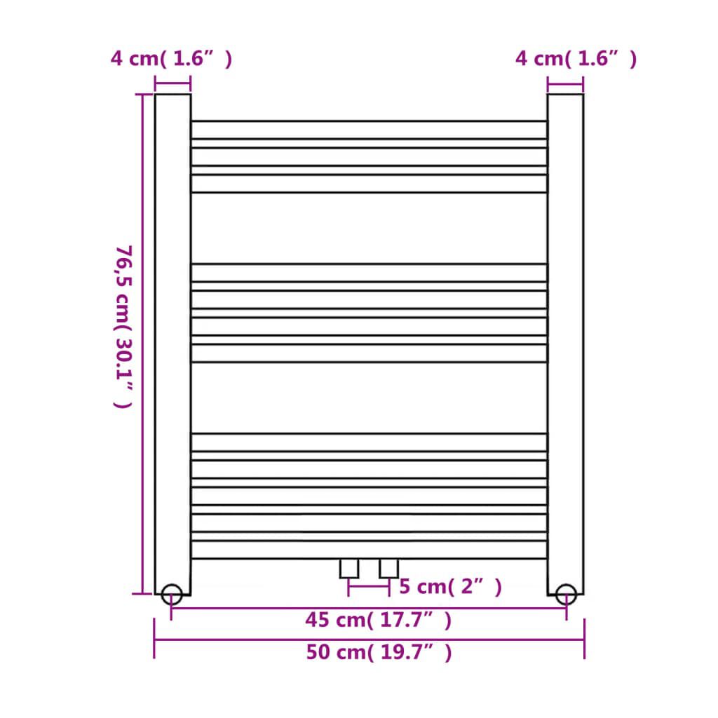Badkamerradiator, recht, 500 x 764 mm